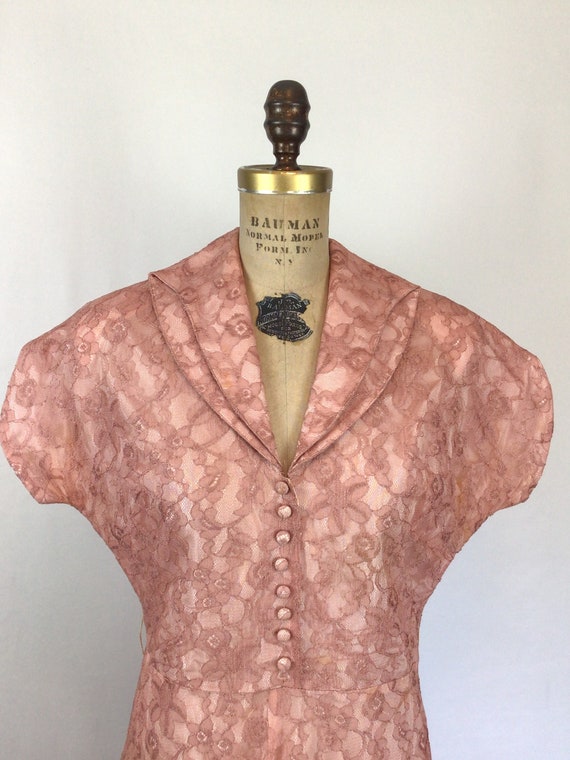 Vintage 40s dress | Vintage rose pink lace dress … - image 2