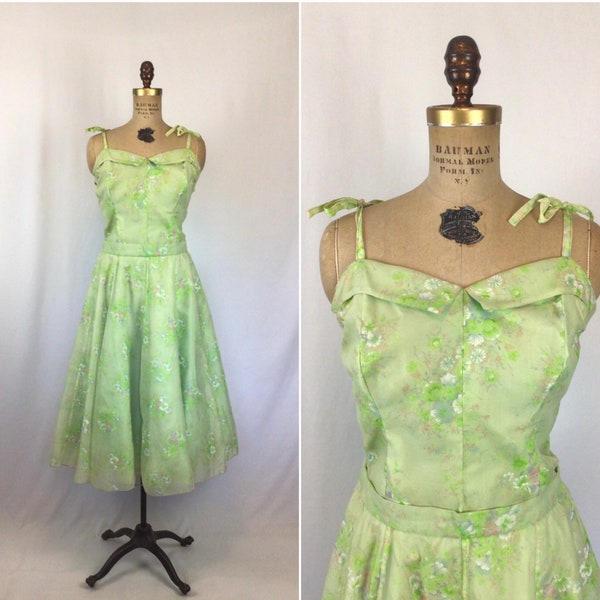 Vintage Fresh Green Floral Dress
