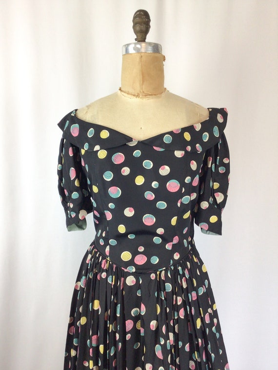 Vintage 30s evening dress | Vintage polka dot eve… - image 3