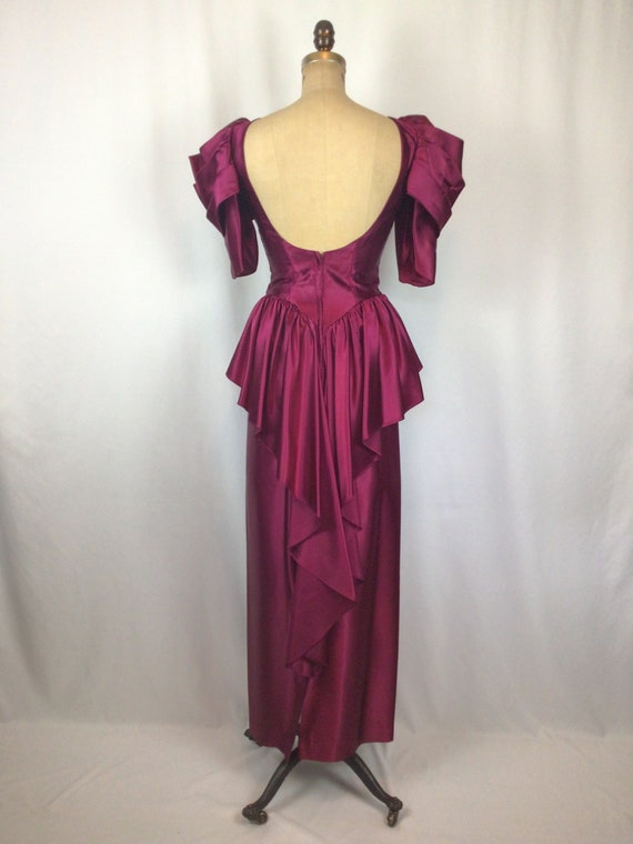 Vintage 60s evening dress | Vintage burgundy sati… - image 9