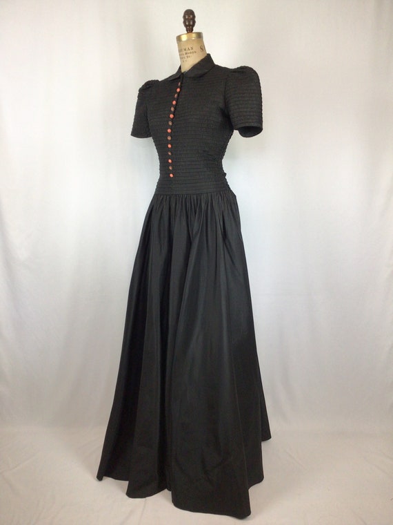 Vintage 30s evening dress | Vintage black taffeta… - image 5