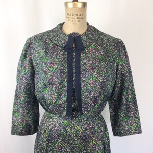 Vintage 50s dress suit Vintage floral wiggle dress bolero jacket 1950s Bloomfield two piece dress suit image 2