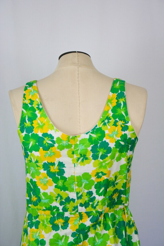 Vintage 60s romper | Vintage green floral cotton … - image 7