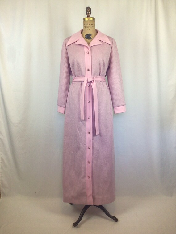 Vintage 60s dress | Vintage pink silver striped k… - image 4