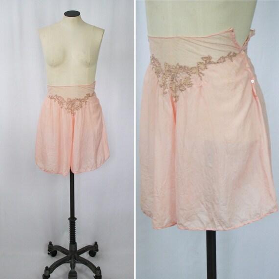 Vintage 30s tap pants | Vintage pink silk tap shor
