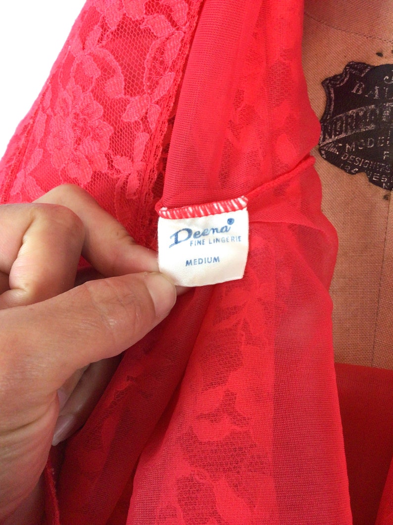 Vintage 60er Jahre Nachthemd Vintage rotes Spitzen Nachthemd 1960er Jahre Deena Negligee Bild 10