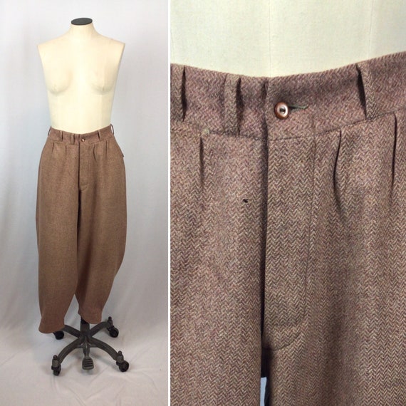 Vintage 40s pants | Vintage wool herringbone ski p