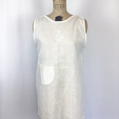 Sales Vintage Edwardian chemise | Vintage crochet lace white lawn cotton slip | 1900's embroidered top