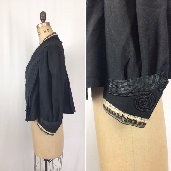 Antique Victorian Jacket | Vinatge black wool sat… - image 6