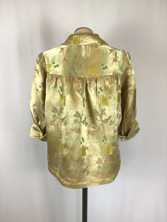 Vintage 50s jacket | Vintage gold chinoiserie shi… - image 9