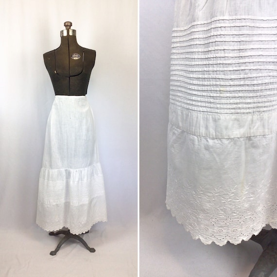 Vintage Edwardian Underskirt | Vintage white eyel… - image 1