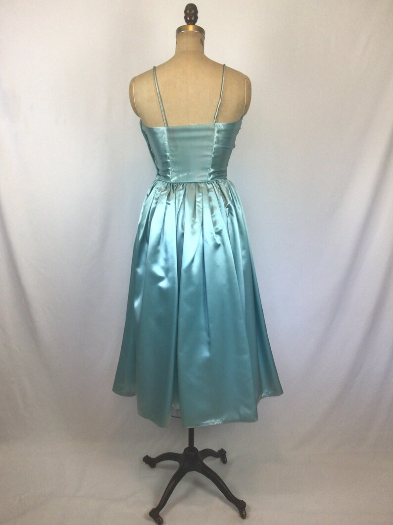 Vintage 50s dress Vintage aquamarine duchess satin party dress 1950s Party Line by Domb cocktail dress image 7