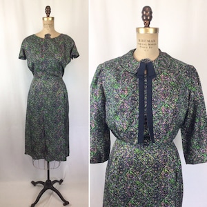 Vintage 50s dress suit | Vintage floral wiggle dress bolero jacket | 1950s Bloomfield two piece dress suit