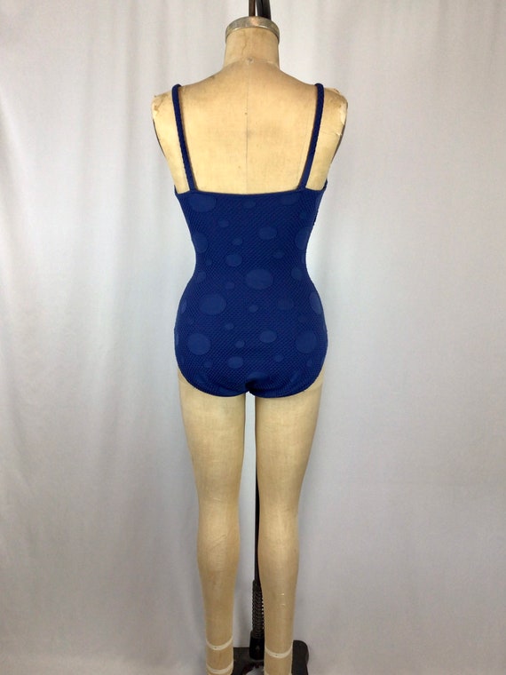 Vintage 70s swimwear | Vintage blue polka dot one… - image 9