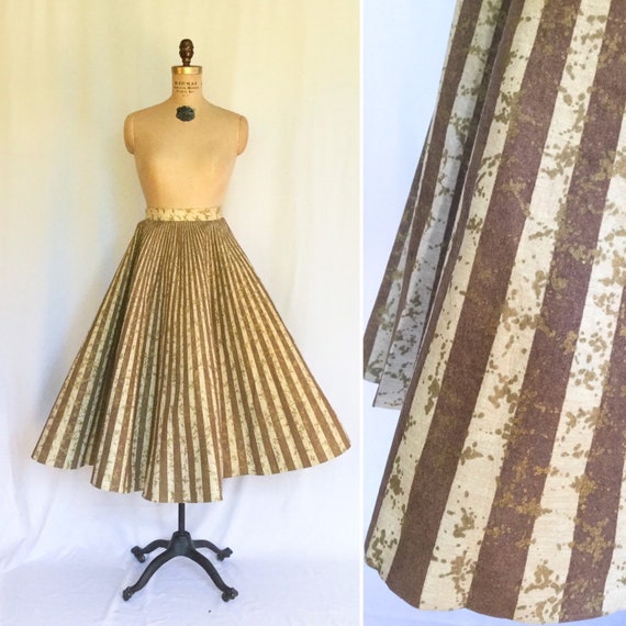 Vintage 50s circle skirt | Vintage brown stripe go