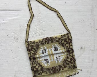 Maya beaded purse | Vintage Art Deco fringed beaded bag | 1920's gold and brown micro beaded evening bag