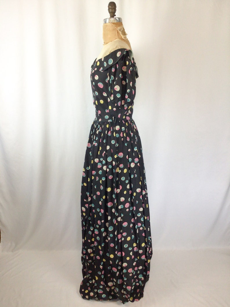 Vintage 30s evening dress Vintage polka dot evening gown 1930s long multi colored party dress image 7