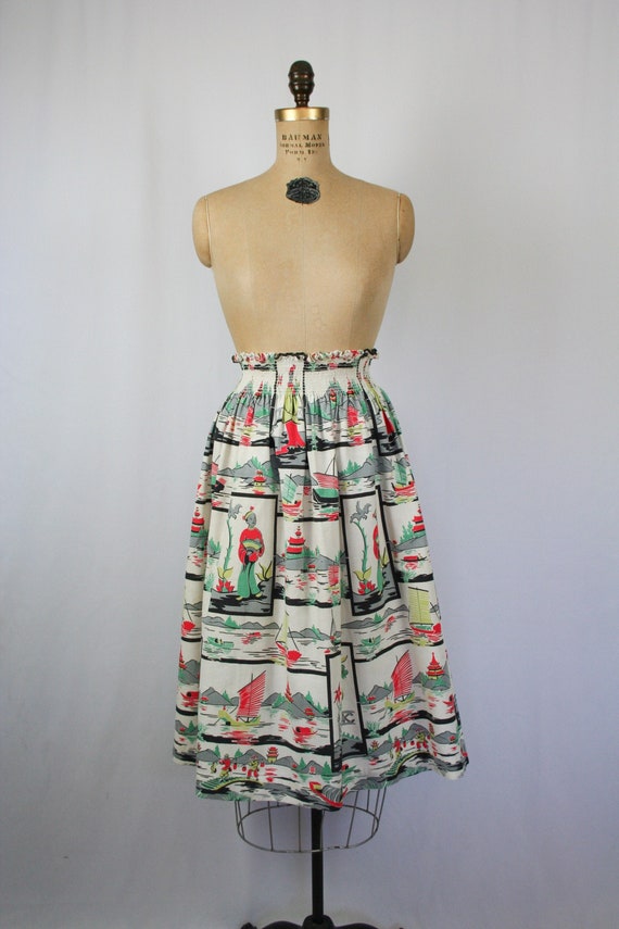 Vintage 50s full skirt | Vintage Asian inspired no