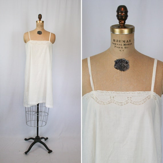 Vintage Edwardian Slip| Vintage white cotton embro