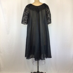 Vintage 60s robe Vintage black chiffon lace peignoir 1960s Vanity Fair sheer robe image 8