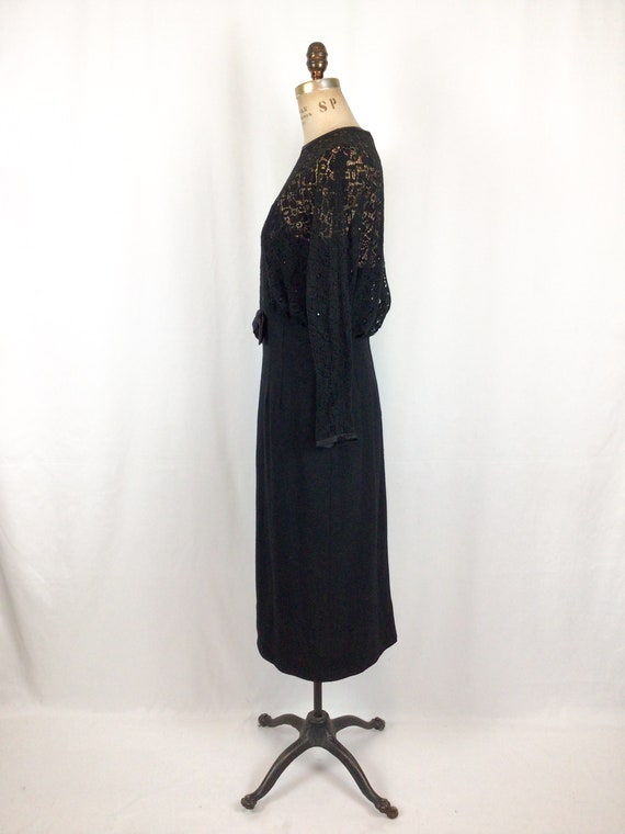 Vintage 50s dress | Vintage black lace rhinestone… - image 7