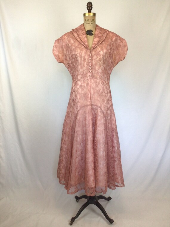 Vintage 40s dress | Vintage rose pink lace dress … - image 5