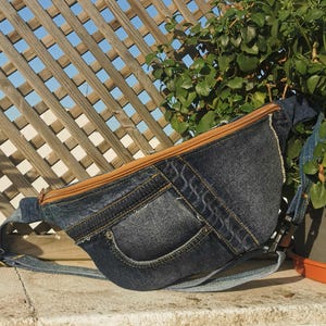 Handmade Recycled Denim Crossbody Belt Bag