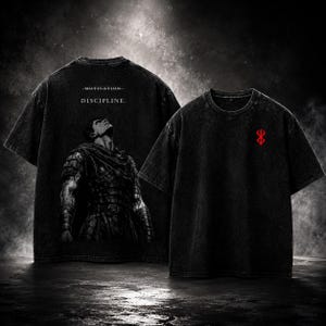 Berserk Guts Pump Cover | Discipline Dark Anime Gym Shirt | Oversized Acid Wash | NyroxStudio