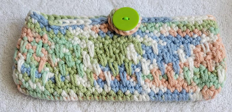 Cotton Crochet Eye Glass Cases in Soft Colors Stoneware Ombre