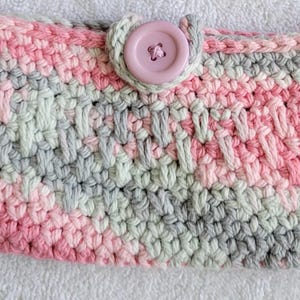 Cotton Crochet Eye Glass Cases in Soft Colors Granite Pink