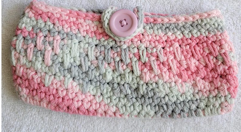 Cotton Crochet Eye Glass Cases in Soft Colors Granite Pink
