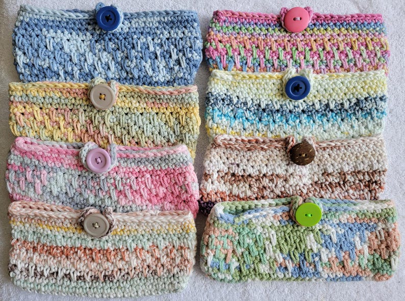 Cotton Crochet Eye Glass Cases in Soft Colors image 2