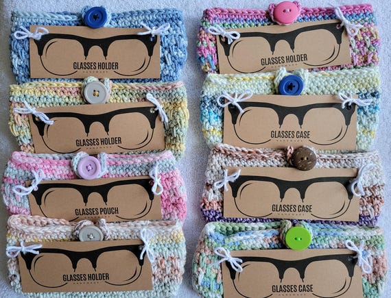 Cotton Crochet Eye Glass Cases in Soft Colors
