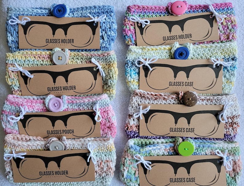 Cotton Crochet Eye Glass Cases in Soft Colors image 1