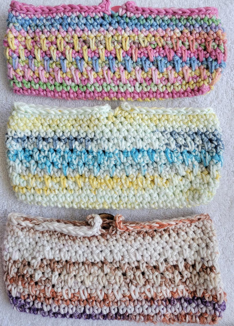 Cotton Crochet Eye Glass Cases in Soft Colors image 13