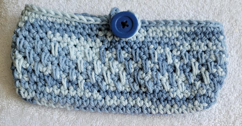 Cotton Crochet Eye Glass Cases in Soft Colors Faded Denim