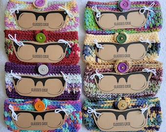 Cotton Crochet Eye Glass Cases in Bright Colors