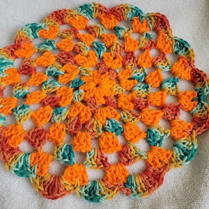 Pumpkin Spice Round Lacy Striped Dishcloth: