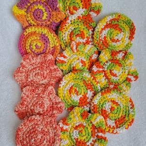 Citrus Colors Crochet Flowers and Round Shaped Scrubbies