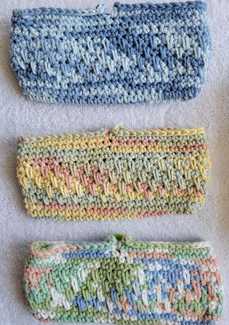 Cotton Crochet Eye Glass Cases in Soft Colors image 12