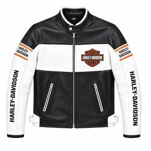 Harley Davidson White Leather Jacket - Etsy