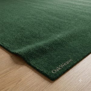 Hand Tufted Emerald Green Wool Rug, Luxury Solid Carpet, Custom Size Living Room Runner