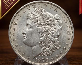 1878 Morgan Silver Dollar Coin, Rare Vintage United States