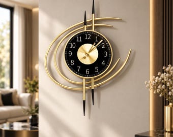 Luxury Golden Silent Wall Clock – Modern Artistic Home Décor