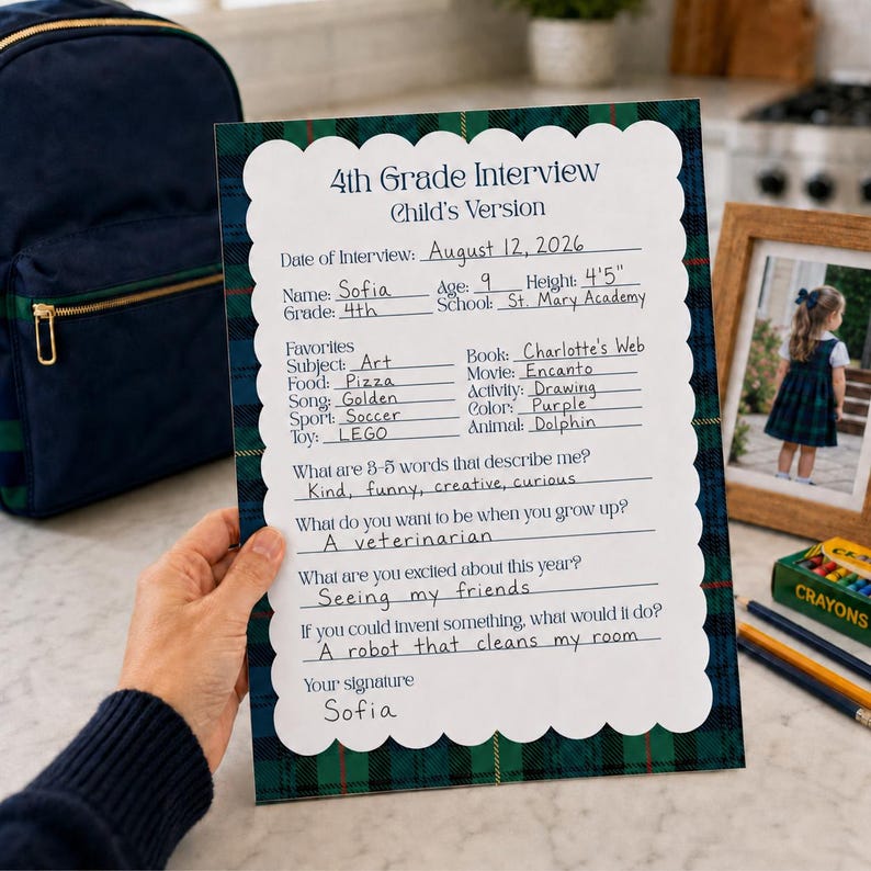 Child Interview Printable Private School Catholic Questionnaire Back ...