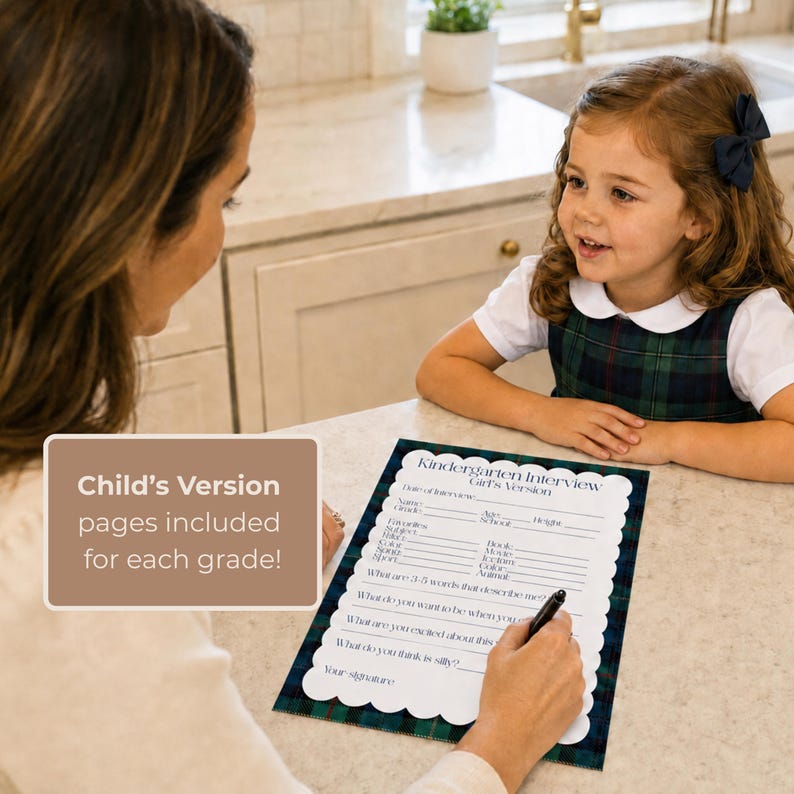Child Interview Printable Private School Catholic Questionnaire Back ...
