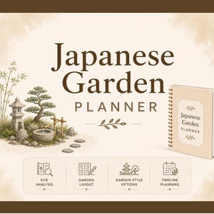 Werkboek voor het plannen van een Japanse tuin | Zen-landschapsontwerpdagboek (digitale PDF-download)