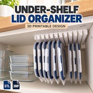 Food Container Lid Organizer STL | 3D Printable Under Shelf Holder (Digital Download)