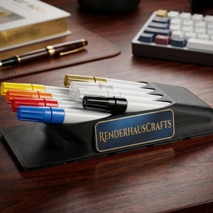 3D-utskriven snedställd tuschpennahållare | Konstnärsmaterialorganisatör (skrivbord)