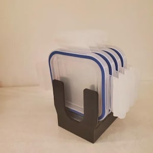 3D Printed Food Container Lid Organizer | Kitchen Storage Rack (Digital STL File)